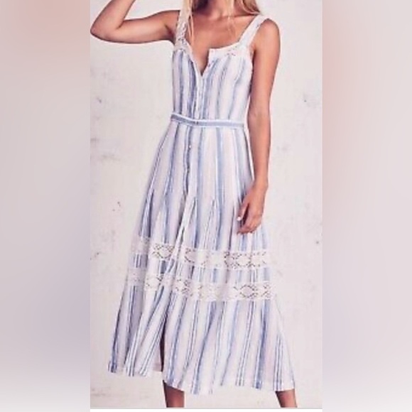 LoveShackFancy Dress M Eve Striped Maxi Prairie Dress $295 - Picture 5 of 15
